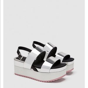 ZARA PLATFORM SANDALS WITH SILVER STRAPS